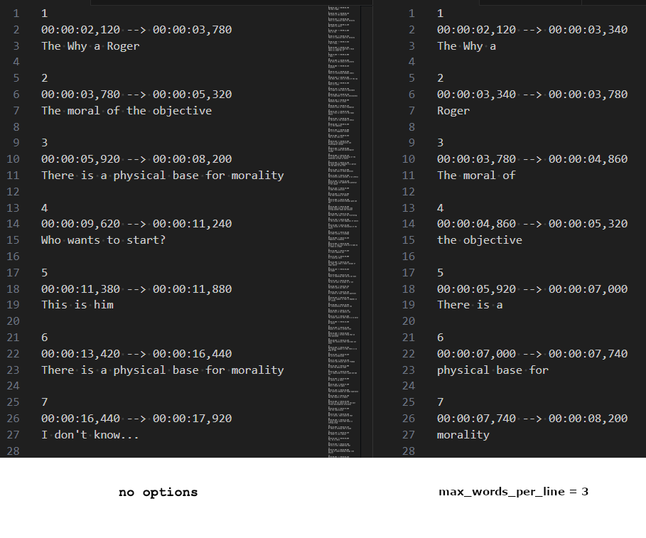 comparison with and without max_words_per_line command